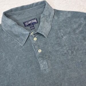 Vilebrequin Terry Cloth Polo Shirt Men's XXXL Blue/Gray Turtle Logo